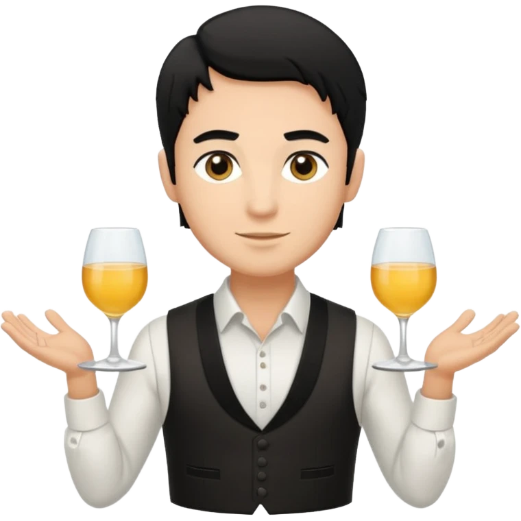 ligth black hair waiter full body emoji