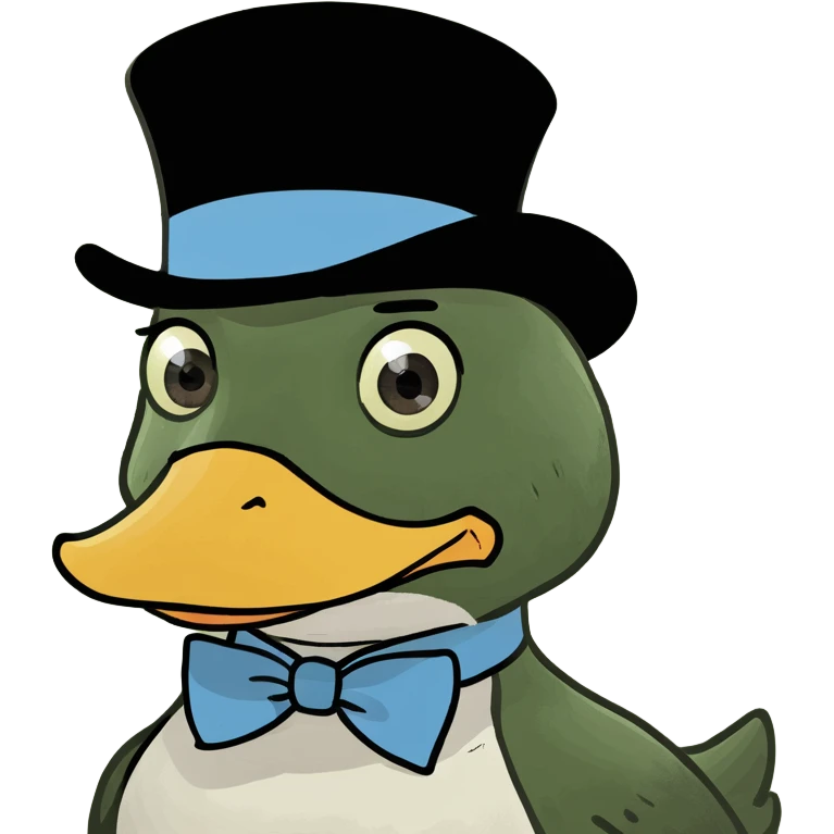 Duck with a mustache and top hat  emoji