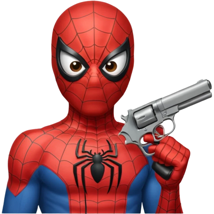 spiderman putting a pistol barrel in his mouth emoji