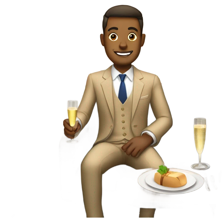 Tan Male Passenger in first class with champagne emoji