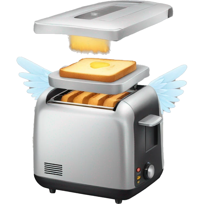 a flying toaster machine with wings emoji