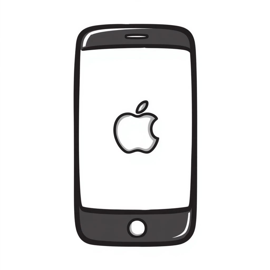 an iPhone, hand drawn doodle style emoji