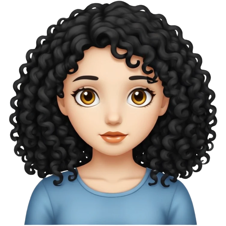 a girl with black curly longhair emoji