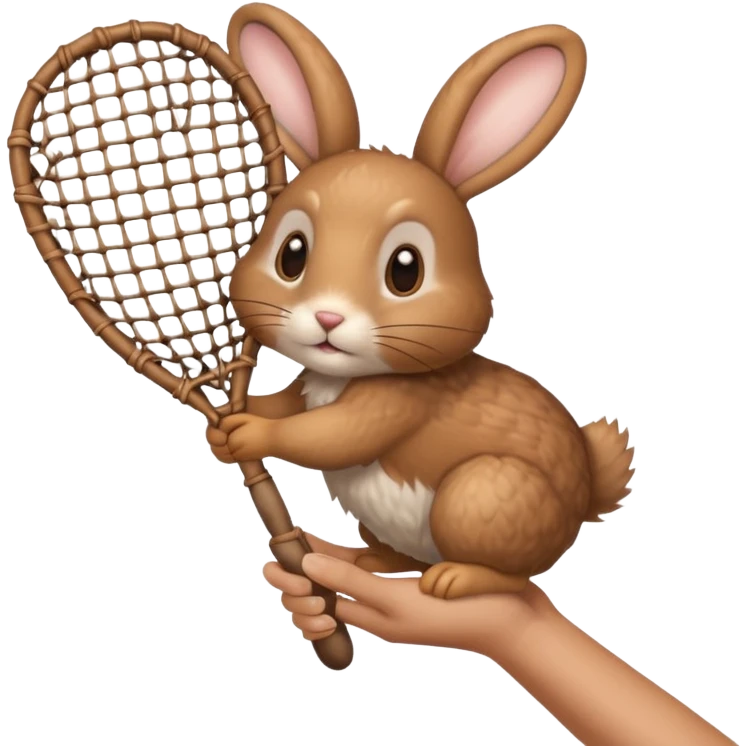 A hand held net catching a rabbit emoji