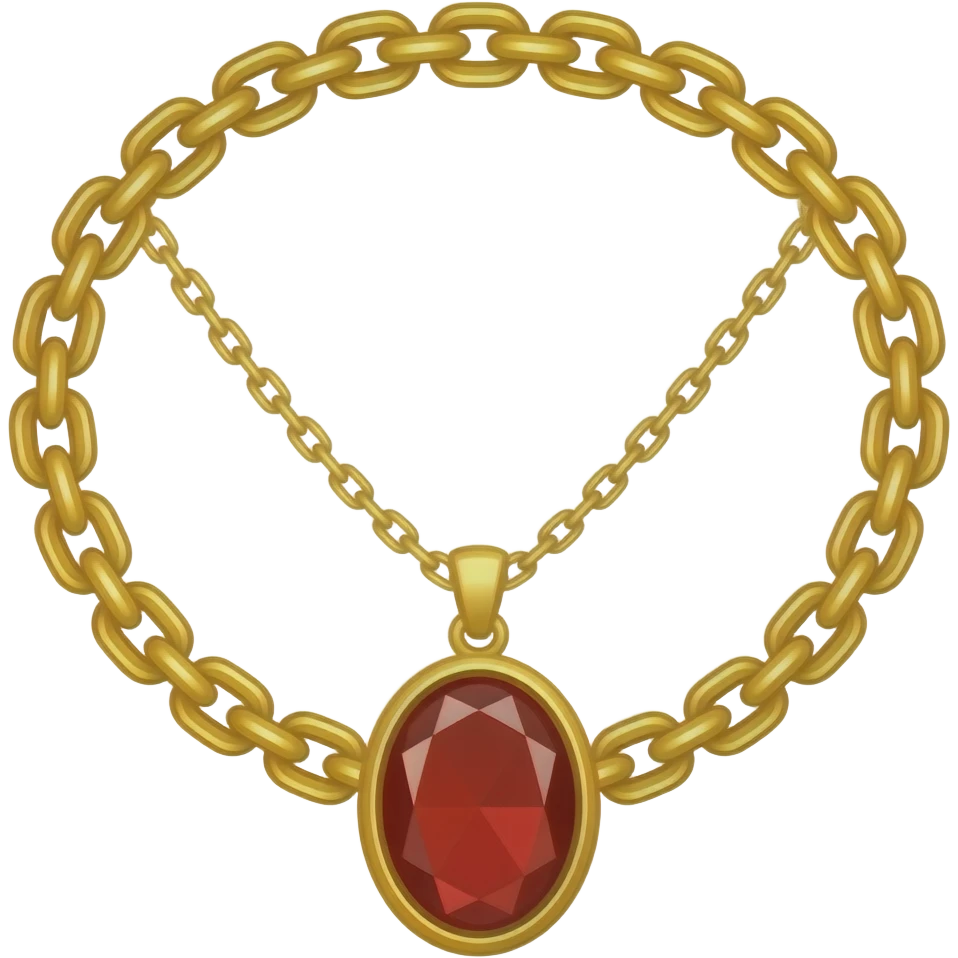 Emoji mặt dây chuyền vàng với một viên ngọc màu đỏ hình thoi. emoji