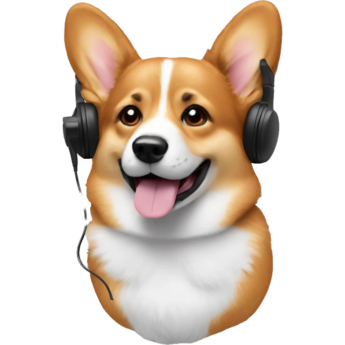 corgi on phone headset emoji