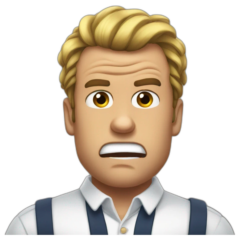 muscle macron frustrated pulling hair emoji