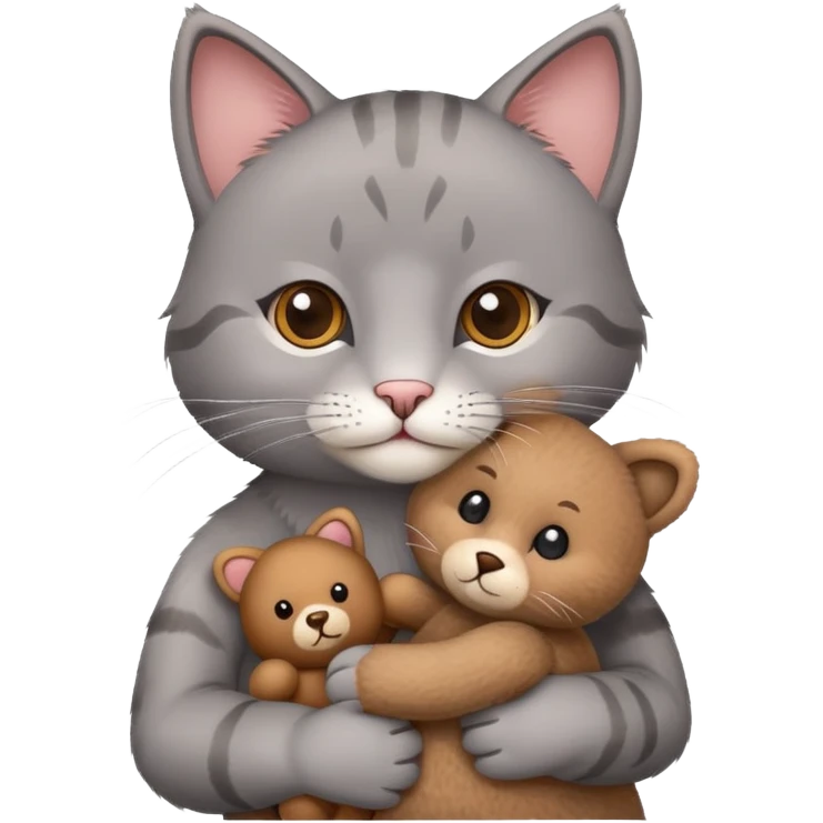 gray Cat holding a teddy bear  emoji