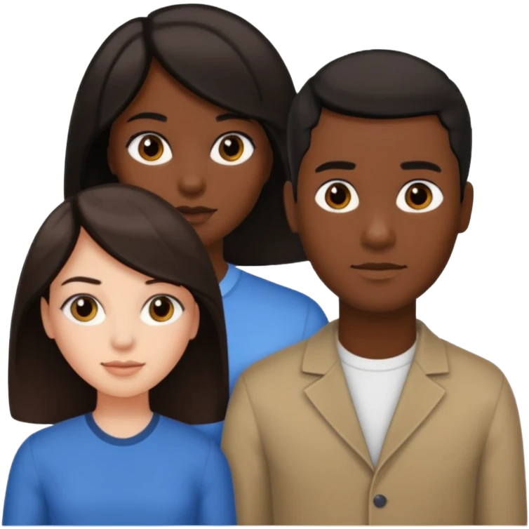 Black man short hair and white woman with long brown hair emoji