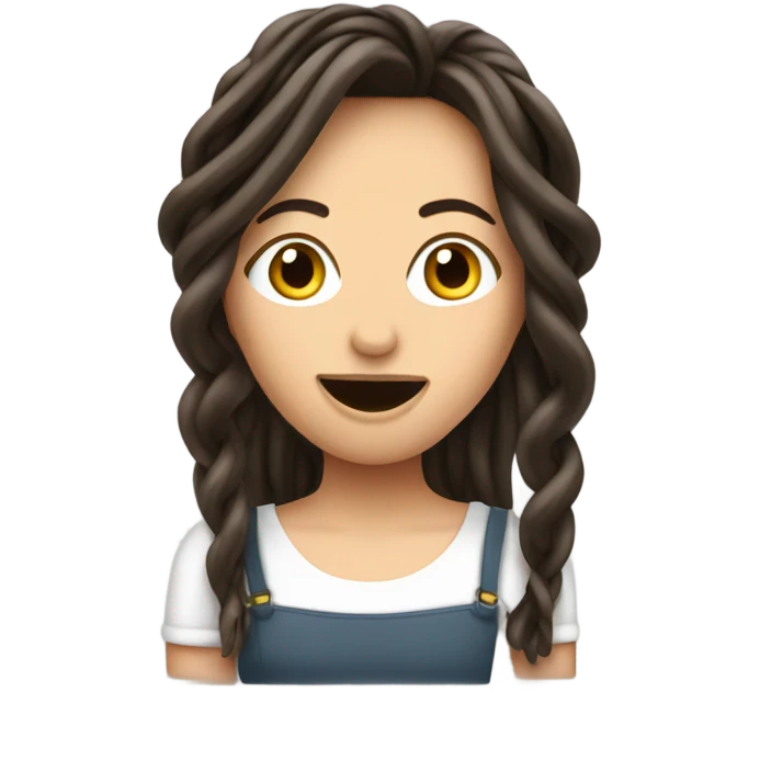 Gorgeous brunette with linguine in her mouth emoji