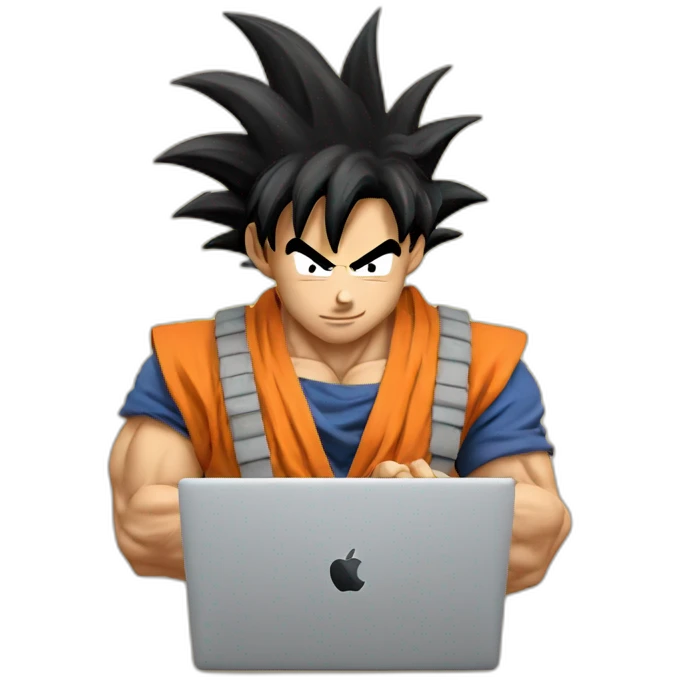 Goku working with a MacBook  emoji