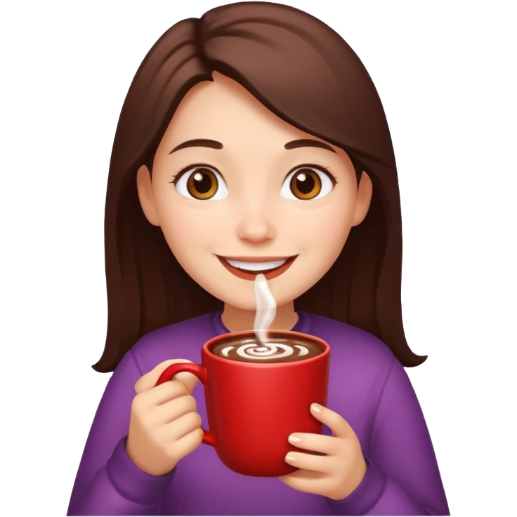 Winter girl drinks chocolate emoji