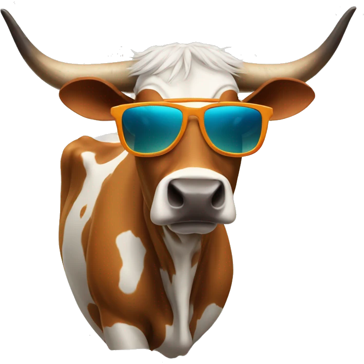 Longhorn cow wearing cool sunglasses  emoji