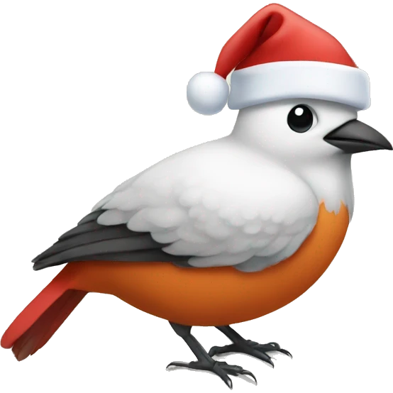 Bird wearing a Santa hat emoji