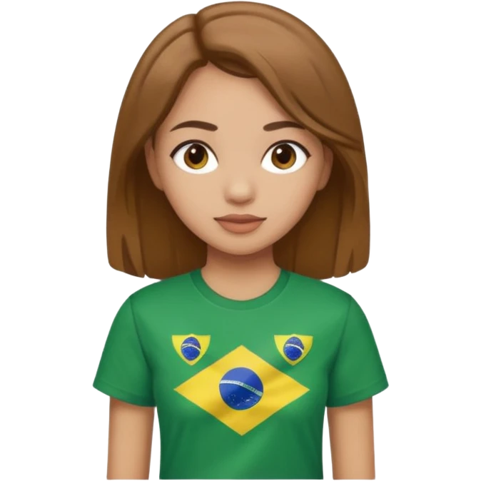 Ragazza castana con pelle bianca e maglietta del Brasile  emoji