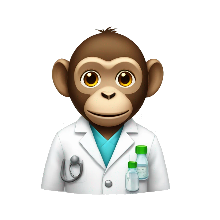 Monkey with a lab coat, chemist emoji