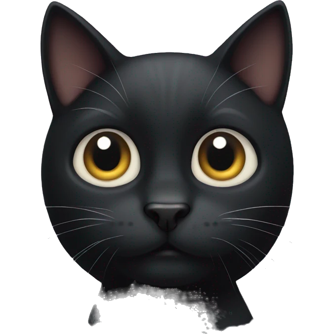 Black cat with white paws and cross-eyed  emoji