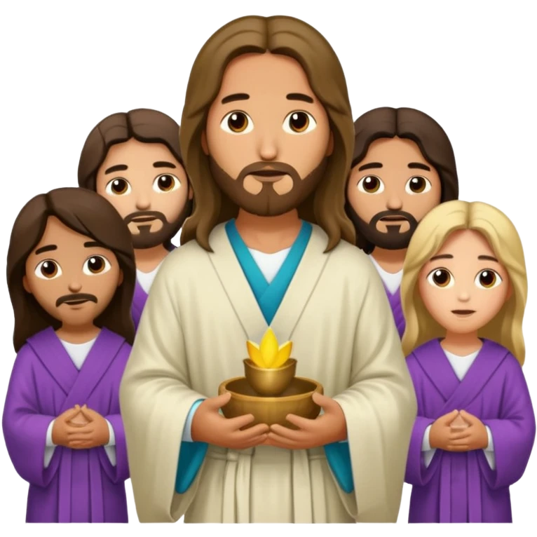 Jesus with his disciples and followers, a group of people gathered around Jesus emoji