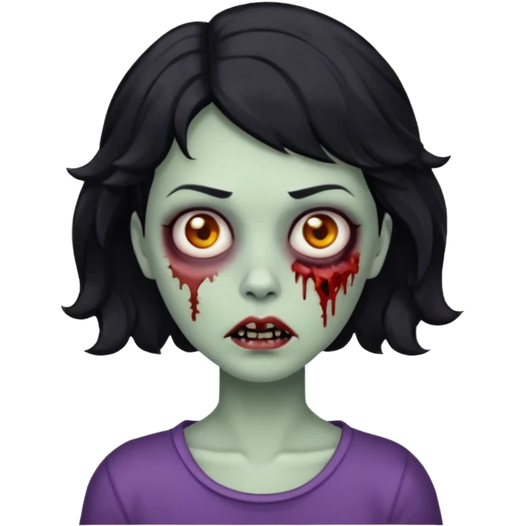 Uma zombi mulher com cabelo curto e preto ondulado emoji