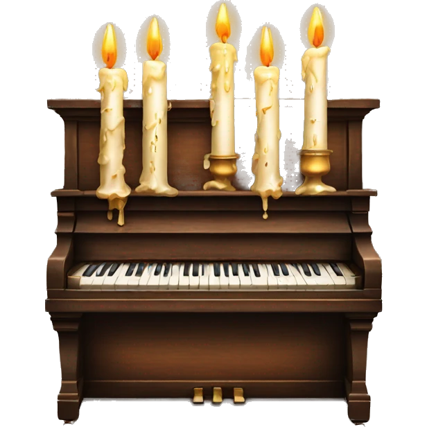 vintage piano with melted candles on top emoji