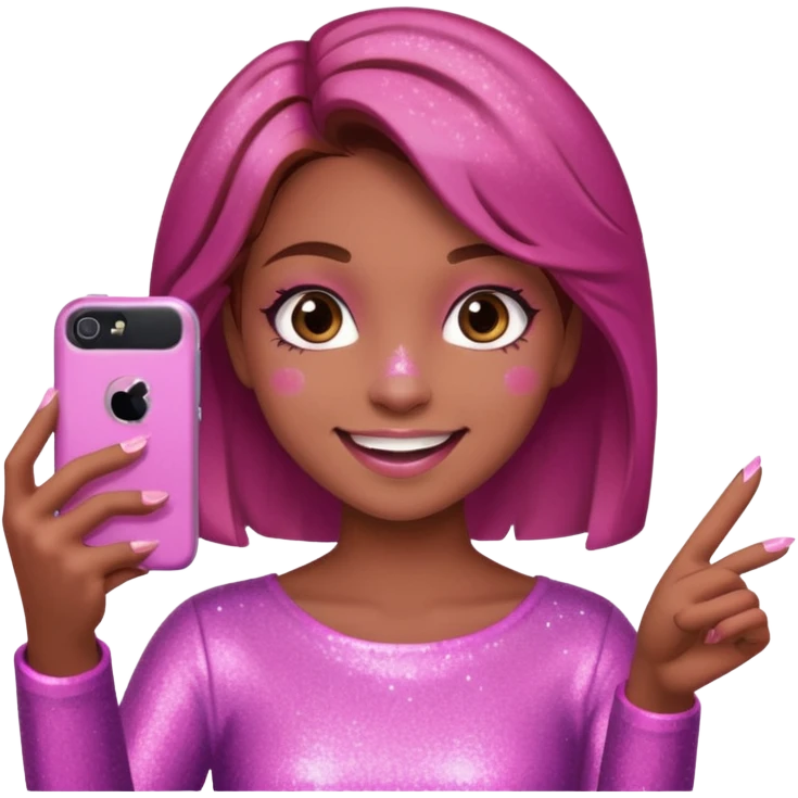 glitter pink girl naughty selfie emoji