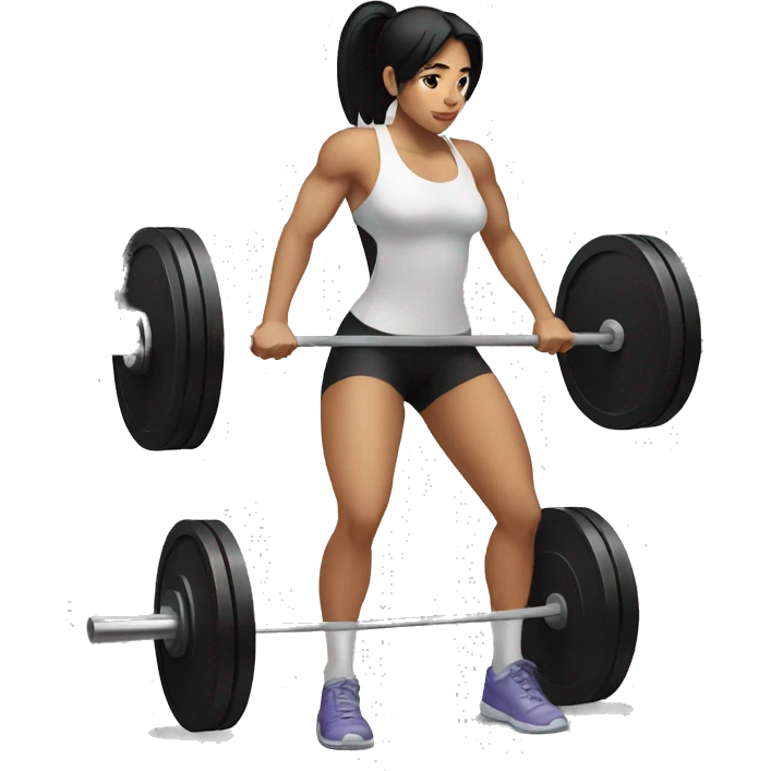 Woman with black hair doing deadlift emoji