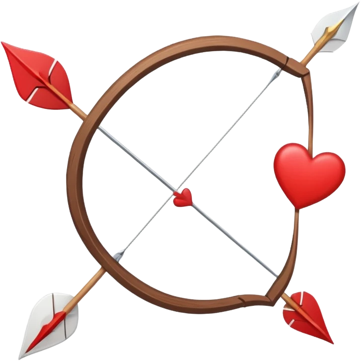 bow and arrow in a valentine’s day mood, with the arrow having a heart shape  emoji