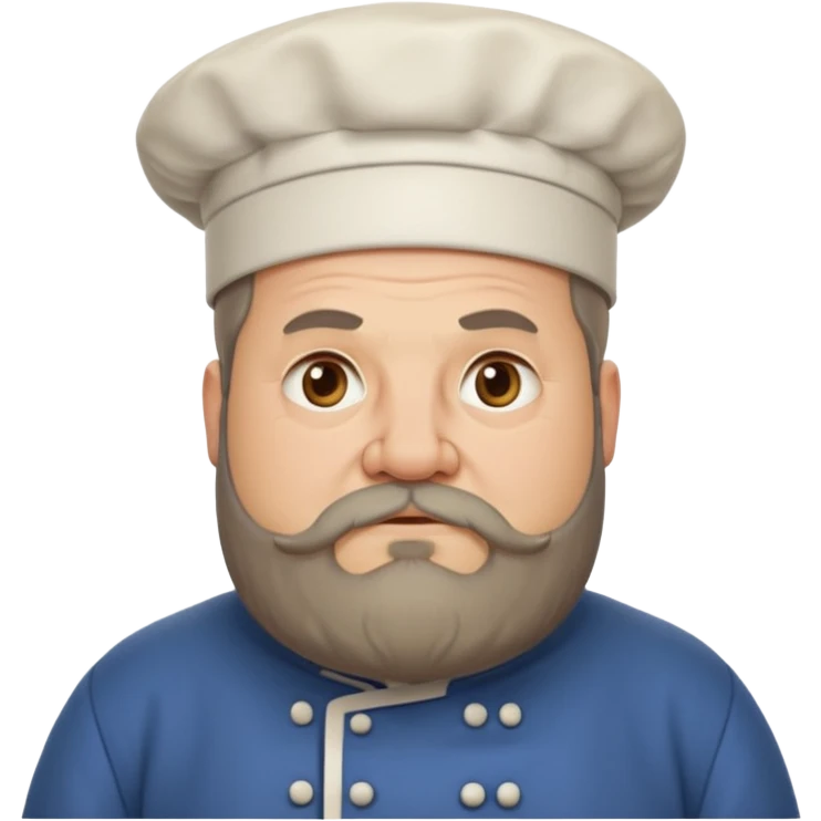 medieval fat chef, middle-aged, bearded, sly, grim-faced emoji emoji