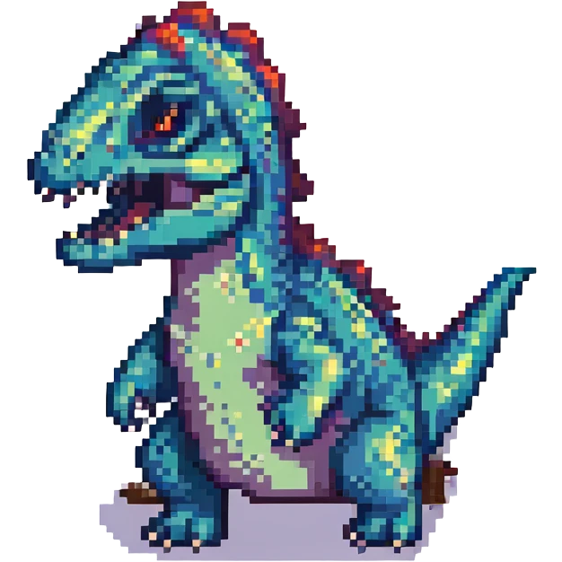 scary dinosaur, pixel art style emoji
