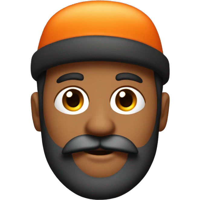 je veux un émoji avec une peau noir avec une barbe et un bonnet de couleur orange et des yeux marron et pas de moustache emoji