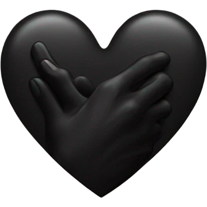 hand holding a black heart emoji