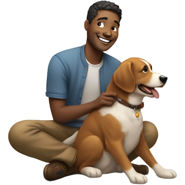 Happy man and his dog emoji