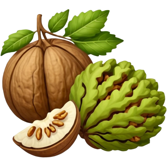 зеленый салат и орехи рядом emoji