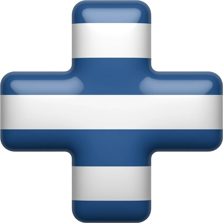 White and dark blue horizontal striped cross emoji