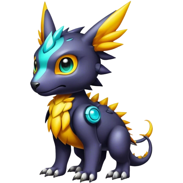 Cute cool colorful dark fantasy-Digimon-animal-hybrid full body emoji