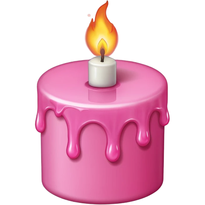 A drawing of a flaming pink candle that could be used at a romantic dinner table. The camera should be isometric at a 90-degree angle. emoji