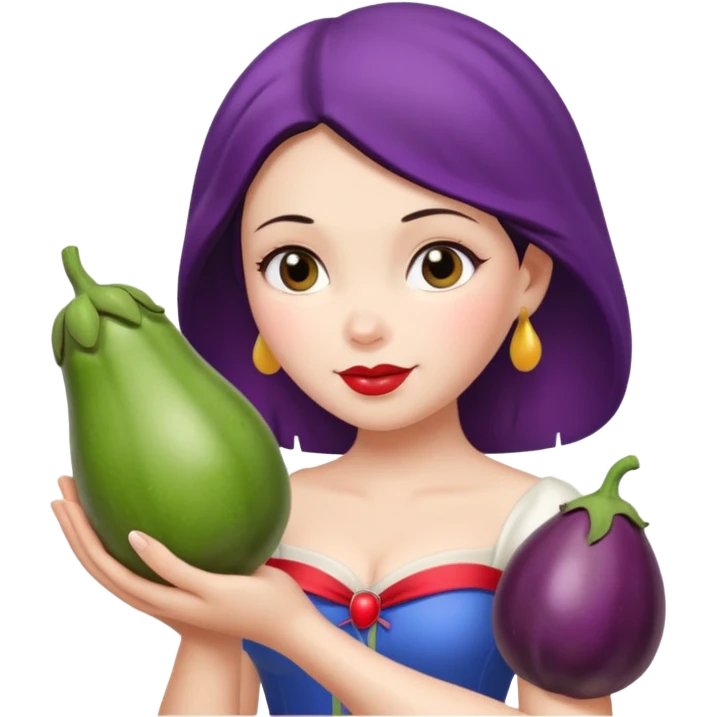 Snow white with eggplant emoji