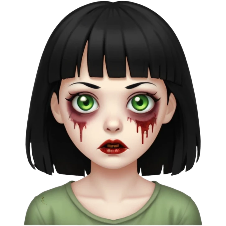 Zombie woman with bangs and black hair emoji