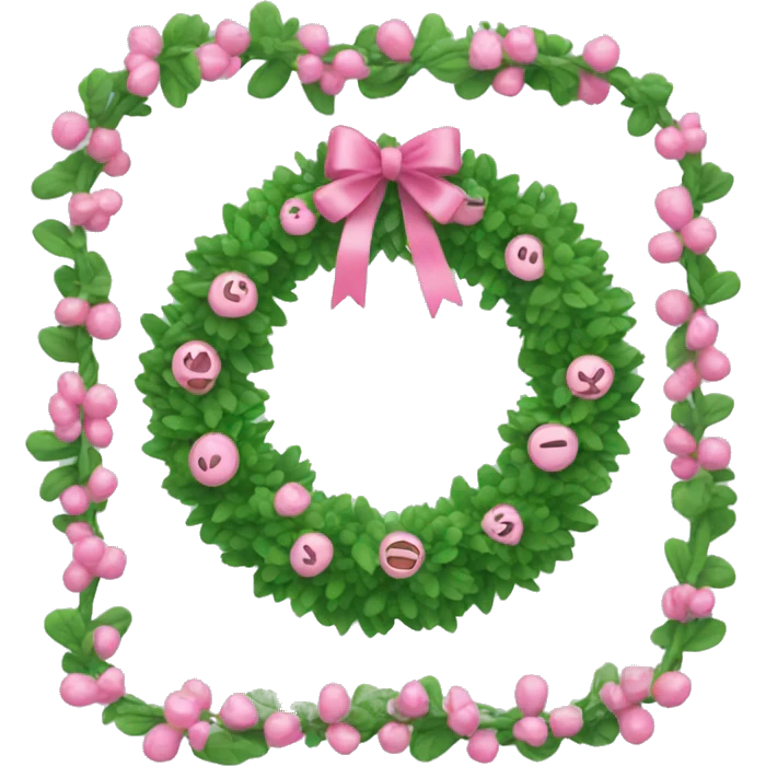 Green garland with pink decoration emoji