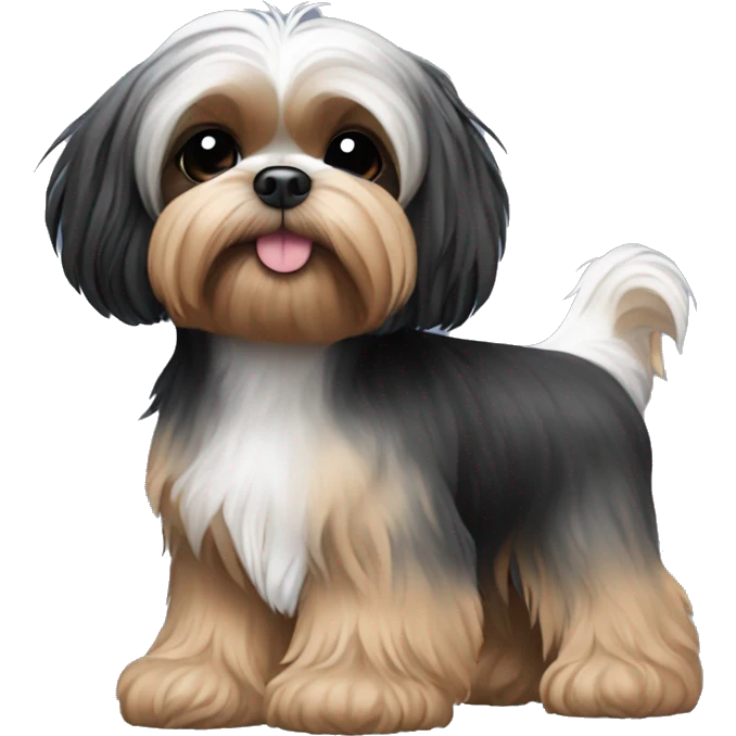 Shih tzu black puppy, yorkie coloring with light eyebrows  emoji