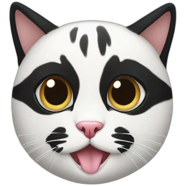 Black and white cat with black nose emoji