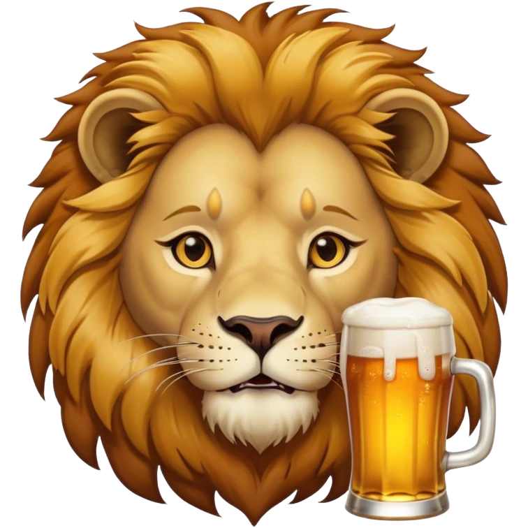 Lion drinking a beer emoji