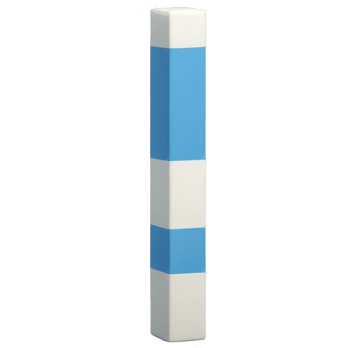 Blue cuboid pole with the words peace pole in white emoji