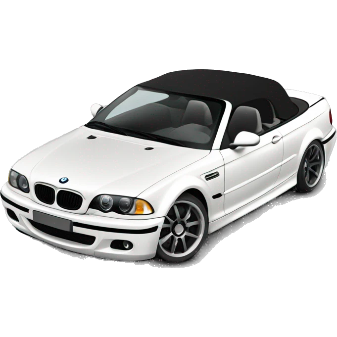 E46 convertible with black and white seats and black rims emoji
