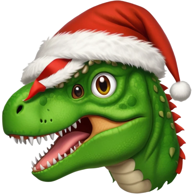 T-Rex with a Santa hat emoji