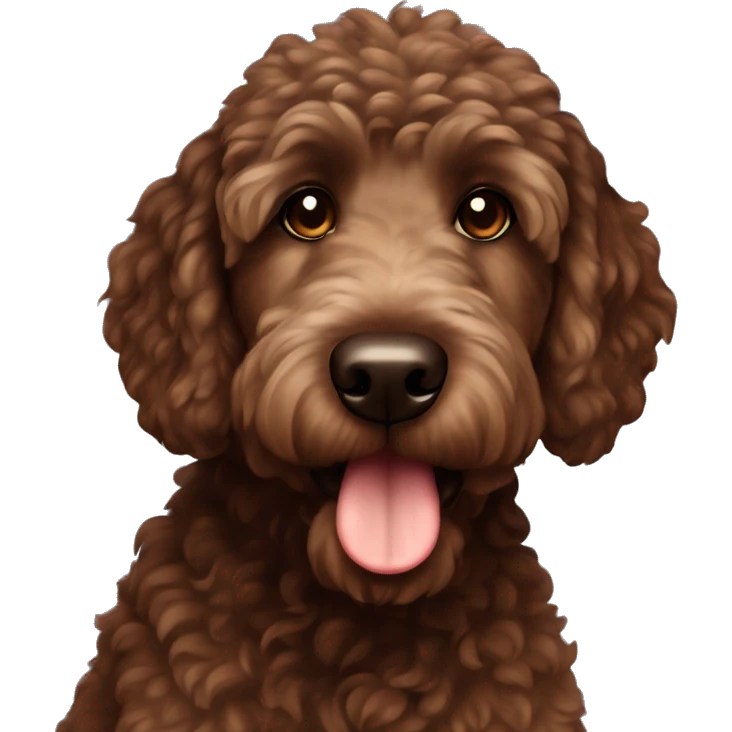 Very very dark brown chocolate golden doodle dog emoji