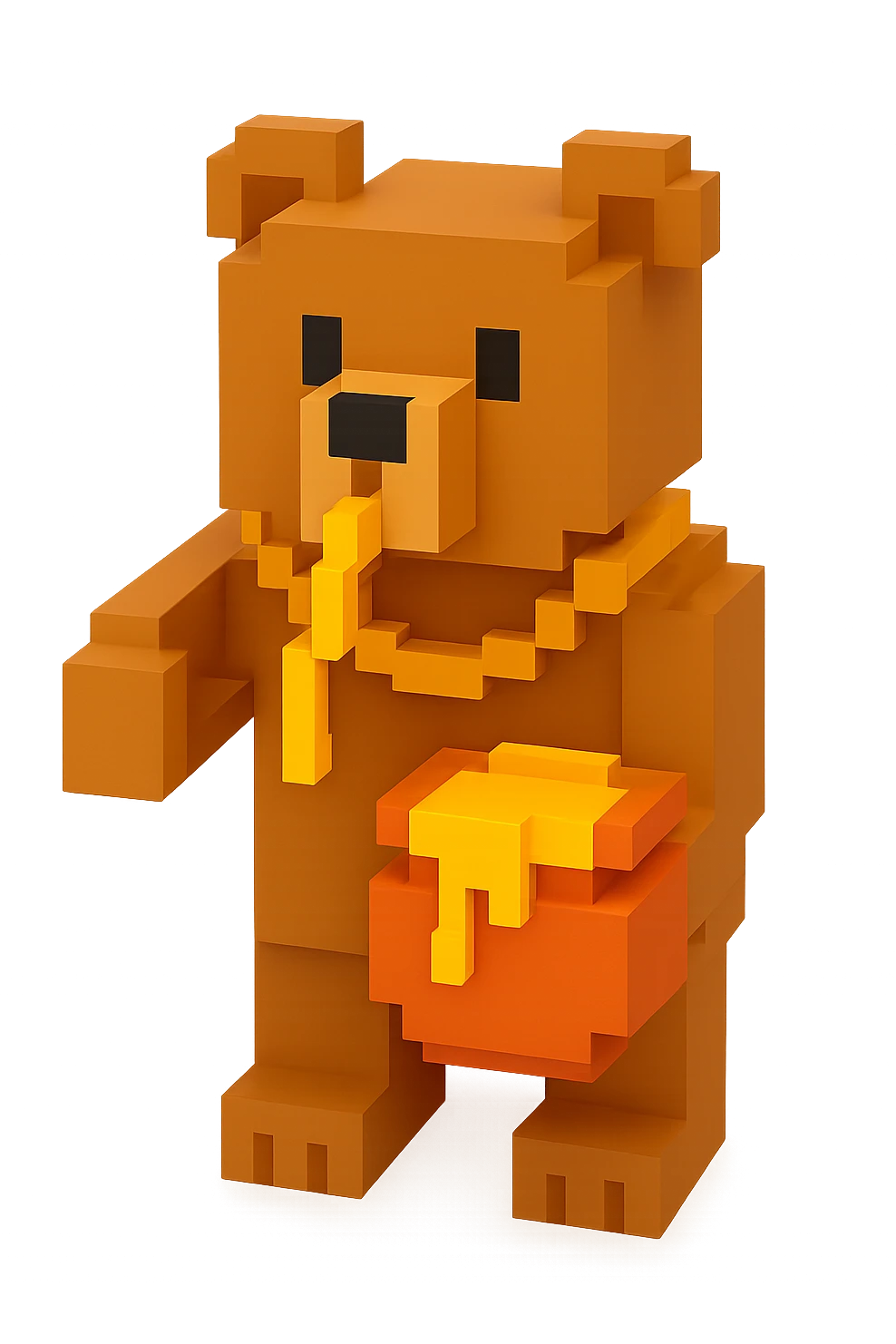 A grizzly bear with a chain eating honey, facing forward emoji
