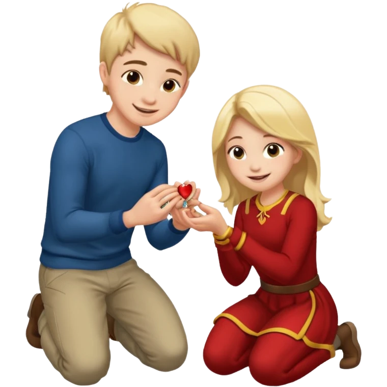 🧎‍♂️‍➡️💍💃 a boy parposing a girl boy on his knee and boy give him ring  emoji