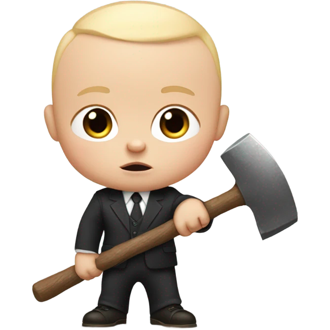 Boss baby with a big head and a tall and a hamer  emoji