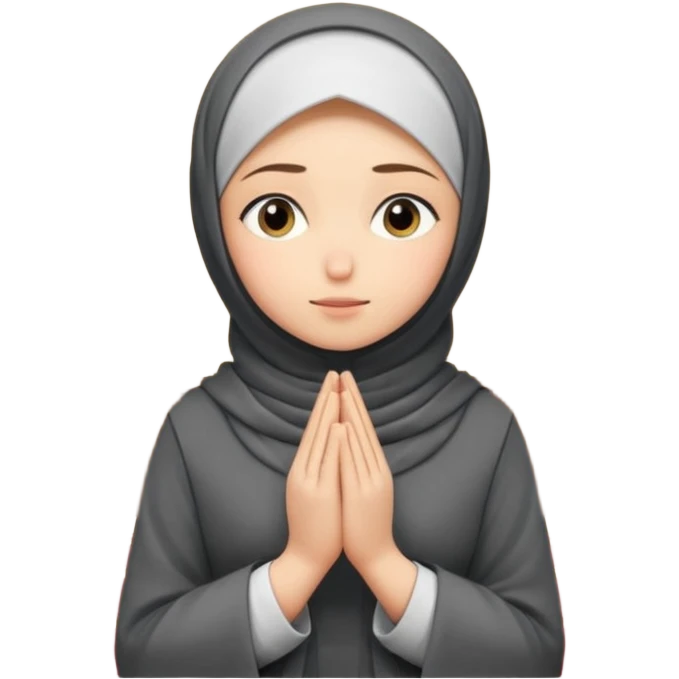 girl in a hijab is praying in the back of a prayer room. emoji